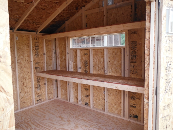 Custom shed shelves